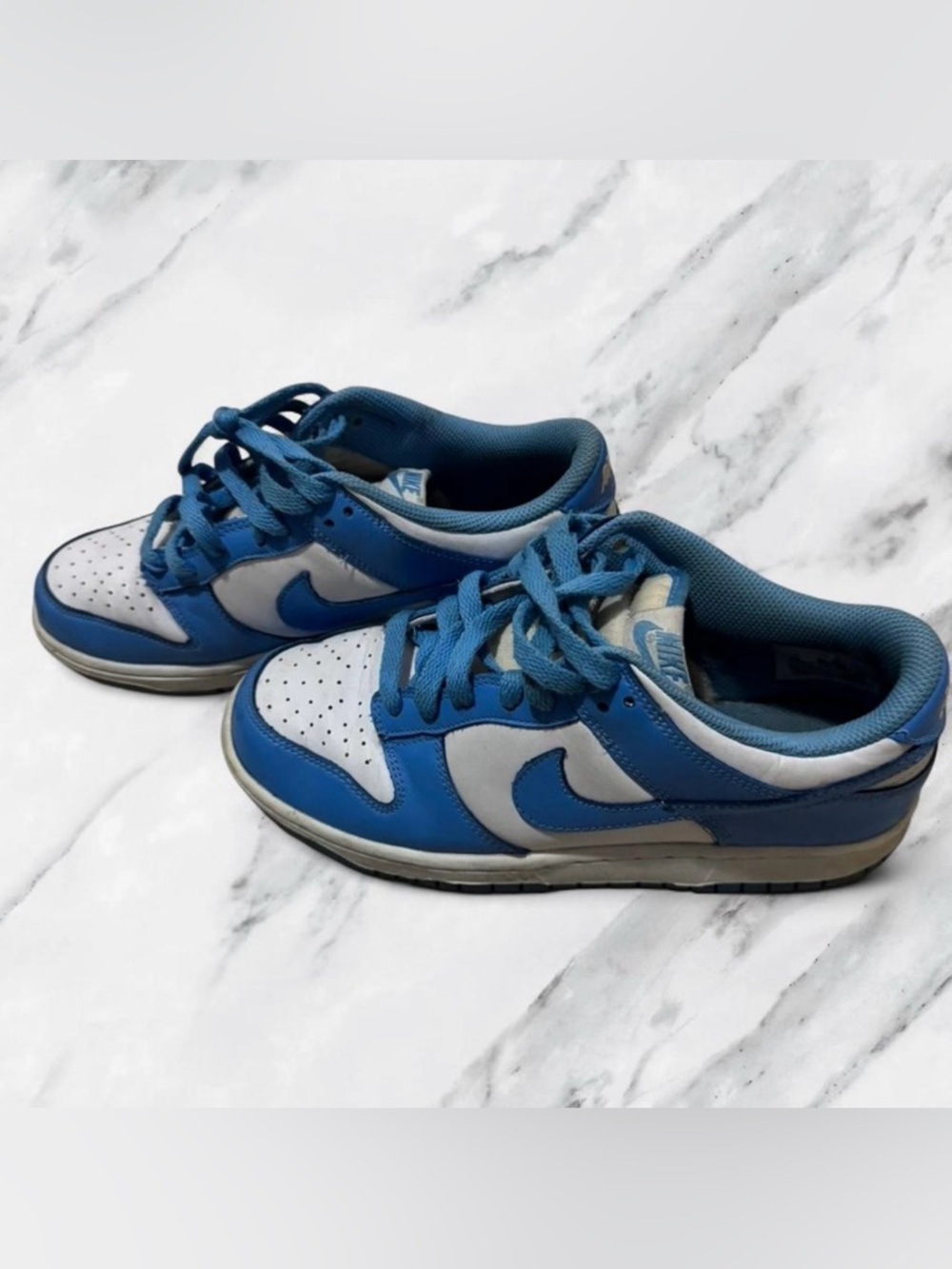 Blue and White Nike Dunks Low-Top Sneakers (Youth 7/Womens 8.5)